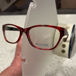 NEW Aristar (by Charmant) Women’s Plastic Front/ Metal Temples in Red/ Slate